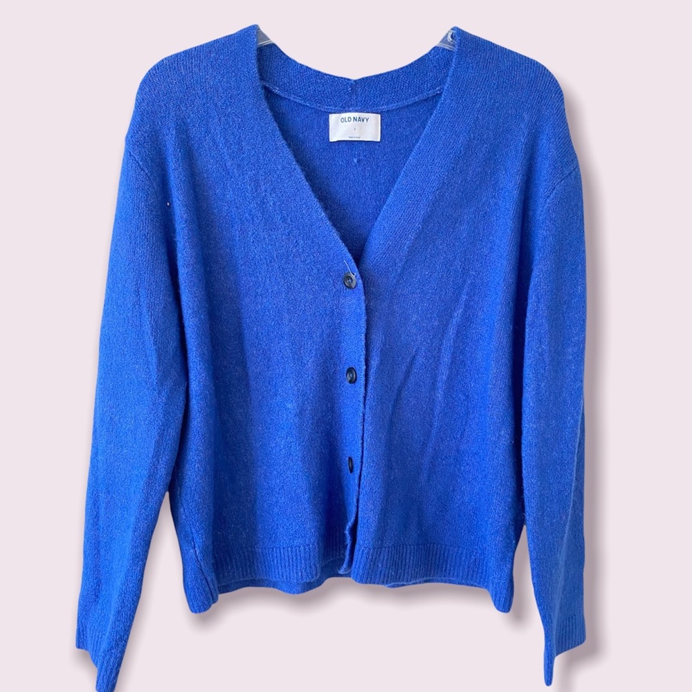 Old Navy dark blue v neck cropped cardigan